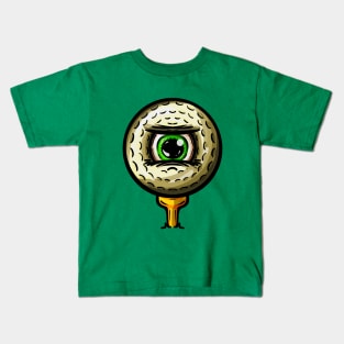 Golf Golfers Eye Ball Cartoon Character Kids T-Shirt